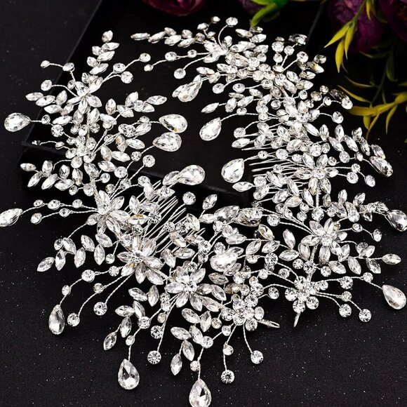 Wedding Tiara Bridal Hair Piece Silver Rhinestone Headband for Ladies main image 8